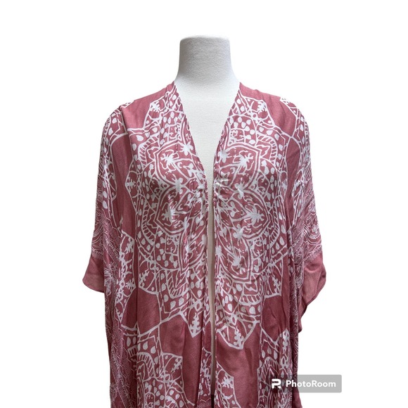 Breezy Lane Beach Boho Cover Up O/S Kimono Cardigan Indie Fringe Flowy Lagenlook - Picture 4 of 9